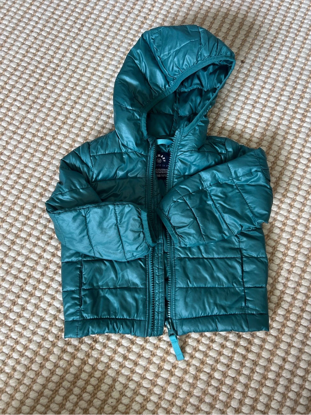 Primary Teal Puffer Jacket | 12–18 Months | Unisex